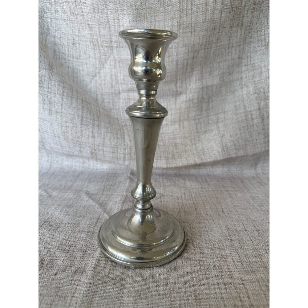 Empire Pewter Candlestick 8in Silver Excellent Weighted Taper Holder